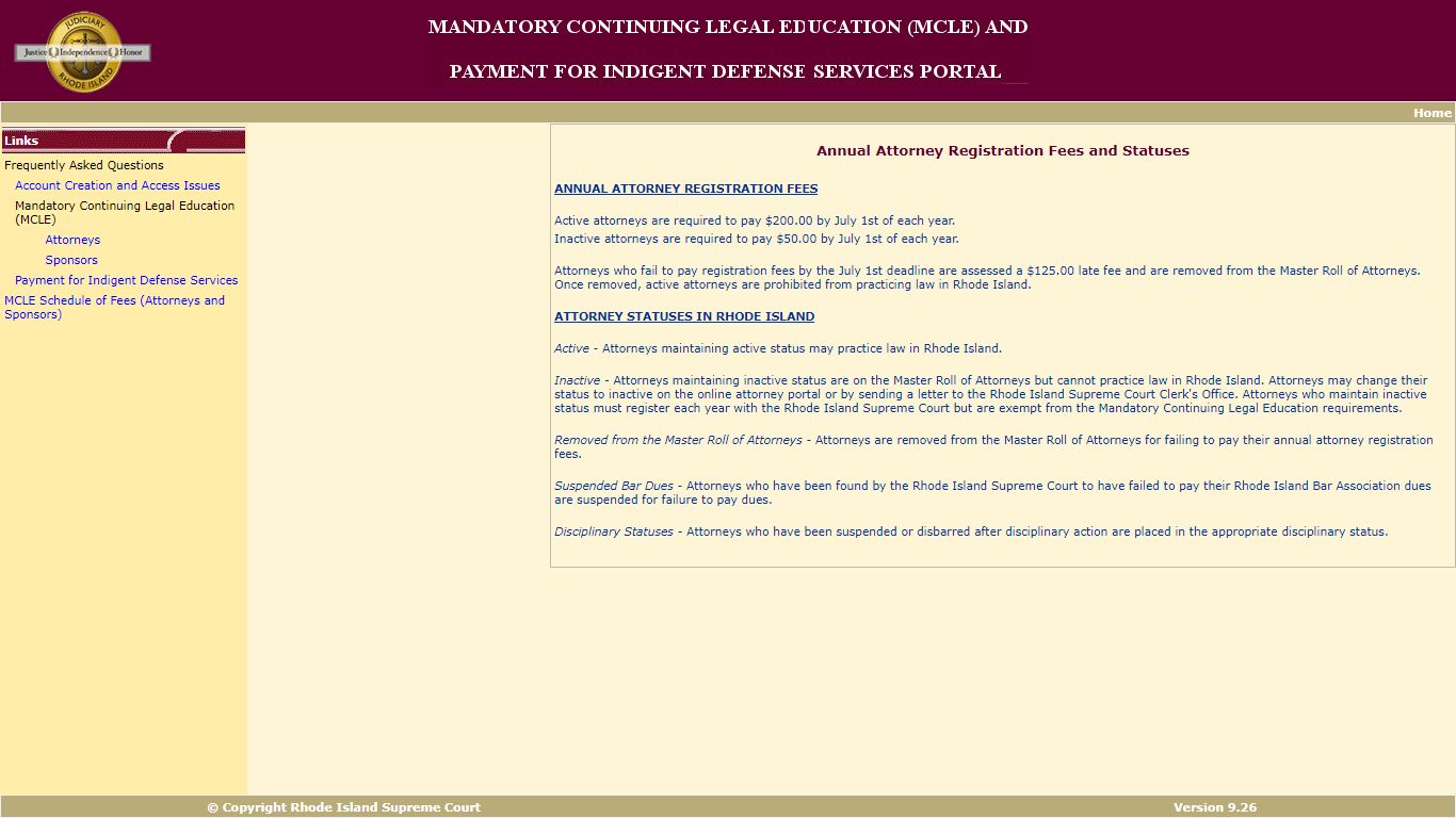 Rhode Island Supreme Court Attorney Portal